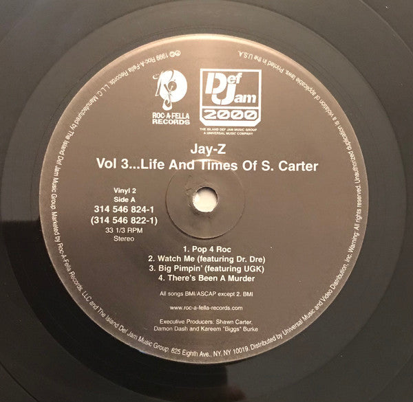 Jay-Z - Vol. 3... Life And Times Of S. Carter (VINYL LP *RECORD 1 ONLY* DEF JAM 2000 314 546 822-1 1999) | Very Good Plus (VG+) Generic-Music History