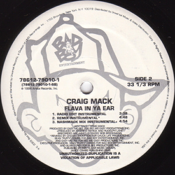 Craig Mack - Flava In Ya Ear (VINYL 12" BAD BOY ENTERTAINMENT 78612-79010-1 2003) | USED Very Good Plus (VG+) Near Mint (NM)-Music History