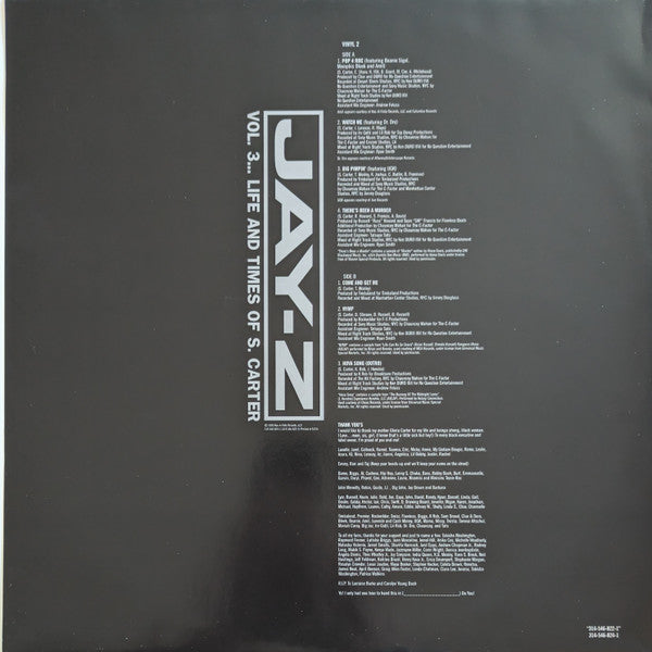 Jay-Z - Vol. 3... Life And Times Of S. Carter (VINYL LP *RECORD 1 ONLY* DEF JAM 2000 314 546 822-1 1999) | Very Good Plus (VG+) Generic-Music History
