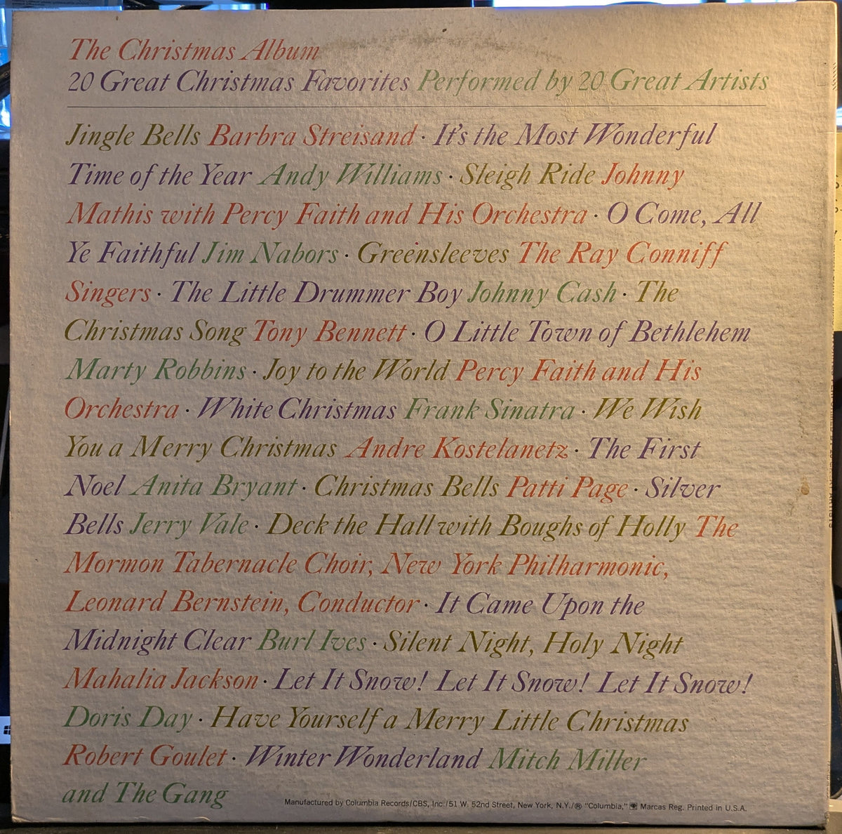Various - The Christmas Album: 20 Great Christmas Favorites By 20 Great Artists (2xVINYL) | Near Mint (NM) Excellent+ (EX+)-Music History