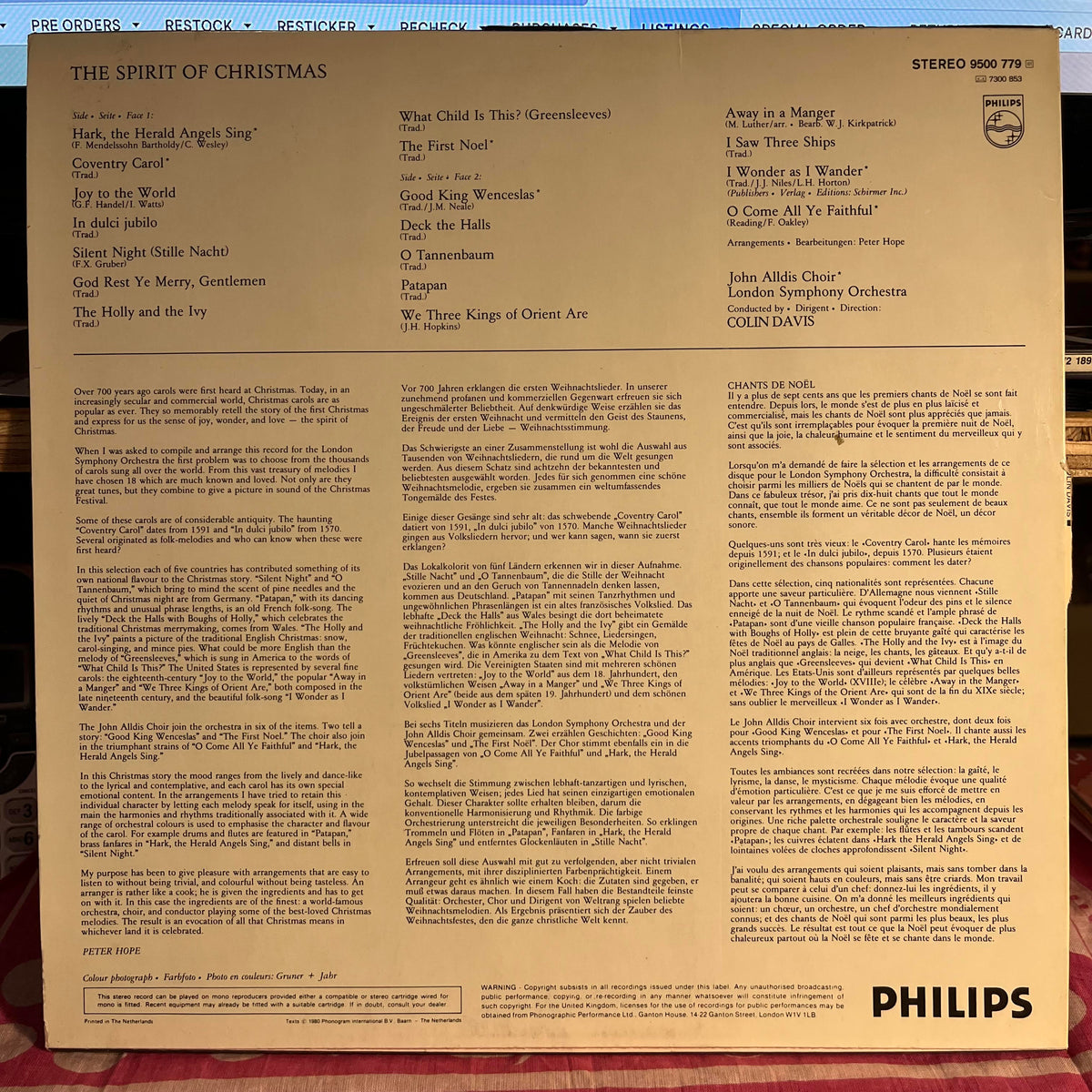 London Symphony Orchestra - The Spirit Of Christmas (Die Schönsten Weihnachtsmelodien) *HOLLAND* | Near Mint (NM) Excellent (EX)-Music History