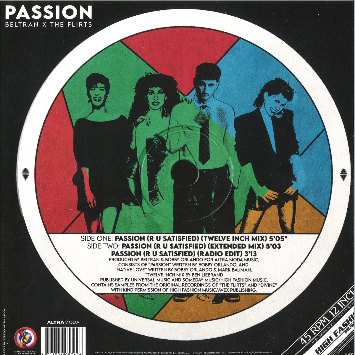 Beltran X The Flirts - Passion (R U Satisfied) (VINYL 12" High Fashion Music MS551 2026) | NEW-Music History