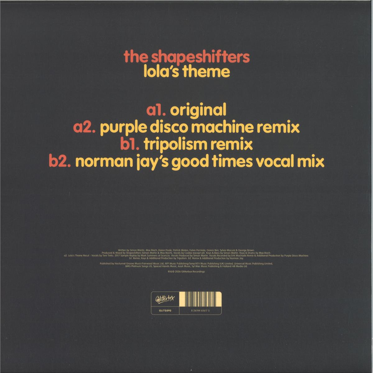 The Shapeshifters - Lola’s Theme (VINYL 12" GLITTERBOX GLITS092 2026) | NEW-Music History