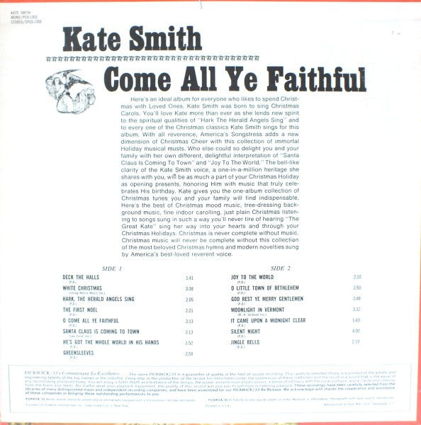 Kate Smith (2) - O Come All Ye Faithful | Near Mint (NM) Near Mint (NM)-Music History