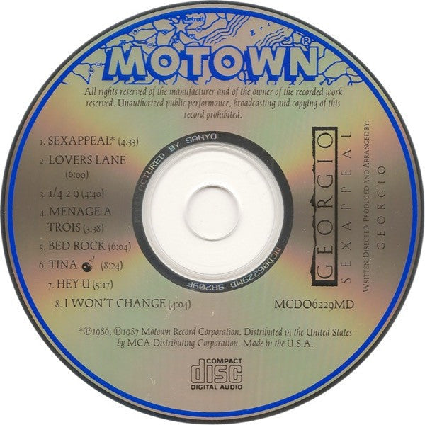 Georgio (2) - Sexappeal (Georgio's Greatest 12" Mixes)(CD) | Near Mint (NM) Near Mint (NM)-Music History