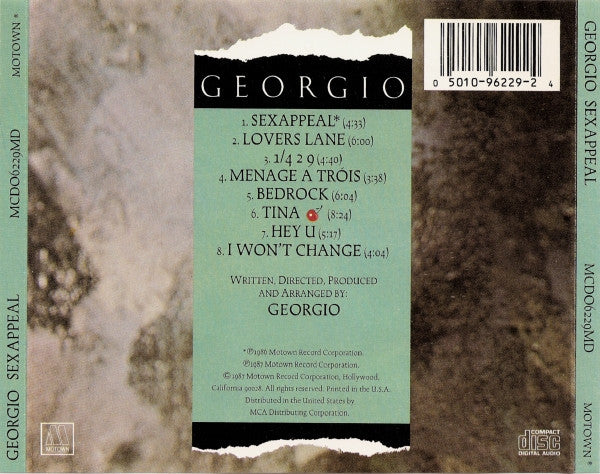 Georgio (2) - Sexappeal (Georgio's Greatest 12" Mixes)(CD) | Near Mint (NM) Near Mint (NM)-Music History