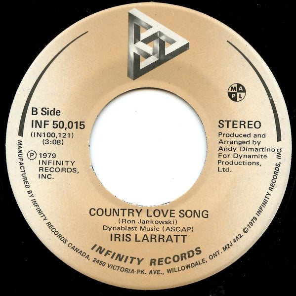 Iris Larratt - You Can't Make Love To A Memory / Country Love Song | Near Mint (NM) Near Mint (NM)-Music History