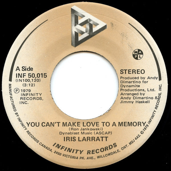 Iris Larratt - You Can't Make Love To A Memory / Country Love Song | Near Mint (NM) Near Mint (NM)-Music History