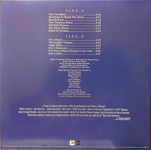 James Horner - Field Of Dreams (Original Motion Picture Soundtrack) | Mint (M) Mint (M)-Music History