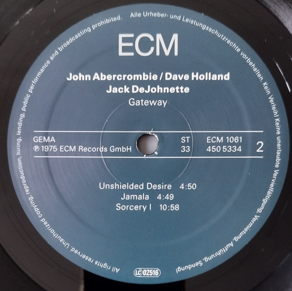 John Abercrombie, Dave Holland, Jack DeJohnette - Gateway (VINYL) |-Music History