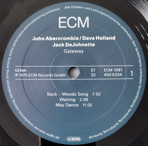 John Abercrombie, Dave Holland, Jack DeJohnette - Gateway (VINYL) |-Music History