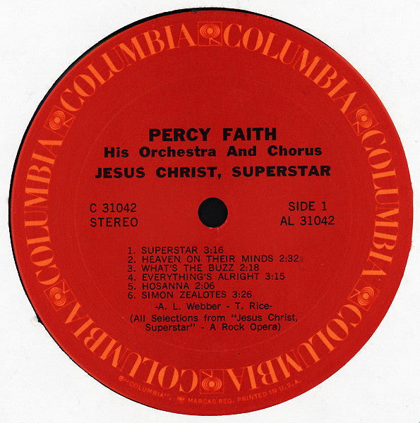 Percy Faith And His Orchestra And Chorus - Jesus Christ, Superstar | Mint (M) Near Mint (NM)-Music History