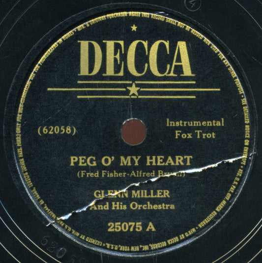 Glenn Miller And His Orchestra - Peg O' My Heart / Moonlight Bay | Excellent (EX) Generic-Music History