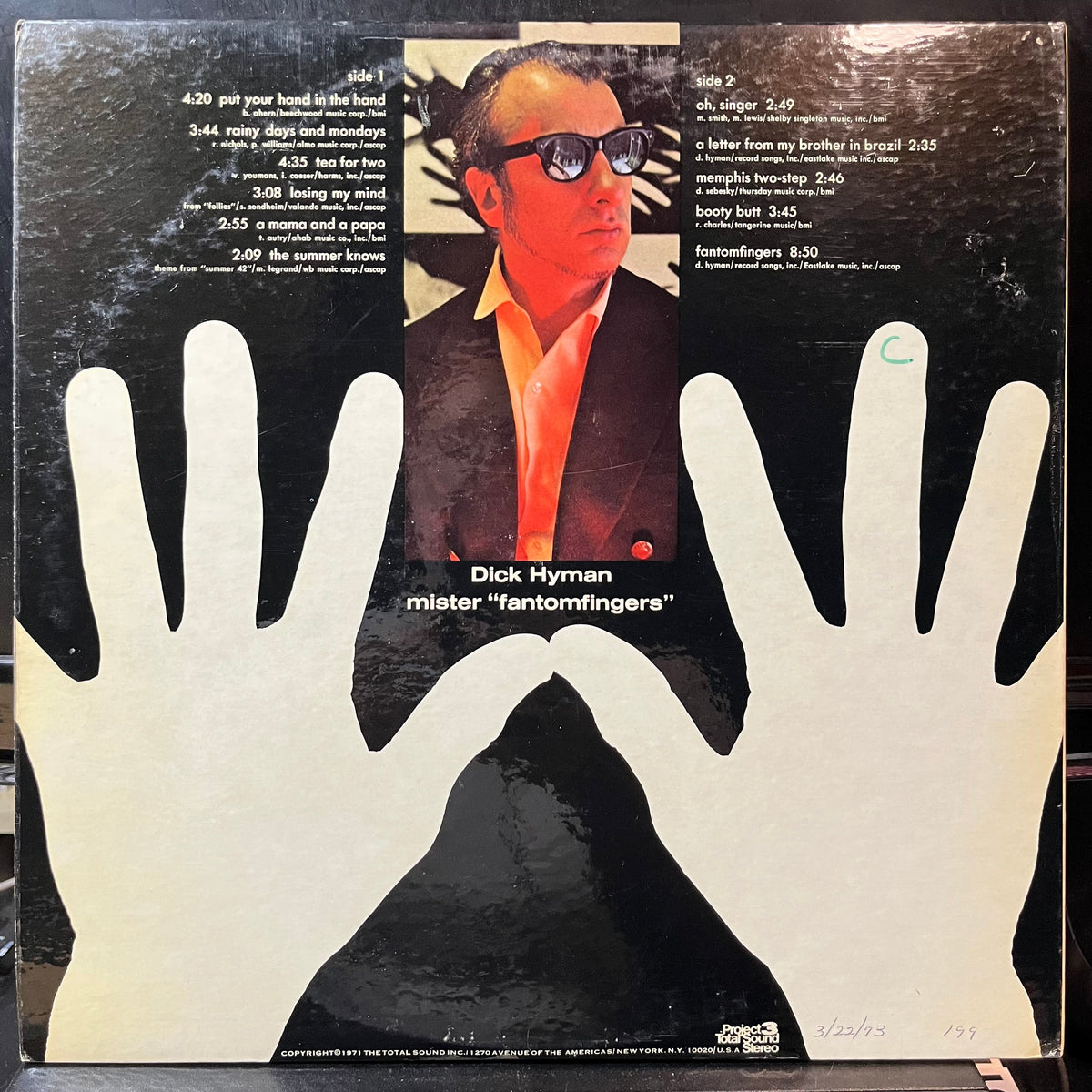 Dick Hyman - Fantomfingers (VINYL LP PROJECT 3 PR 5057 SD 1971) | USED Near Mint- (NM-) Near Mint- (NM-)-Music History