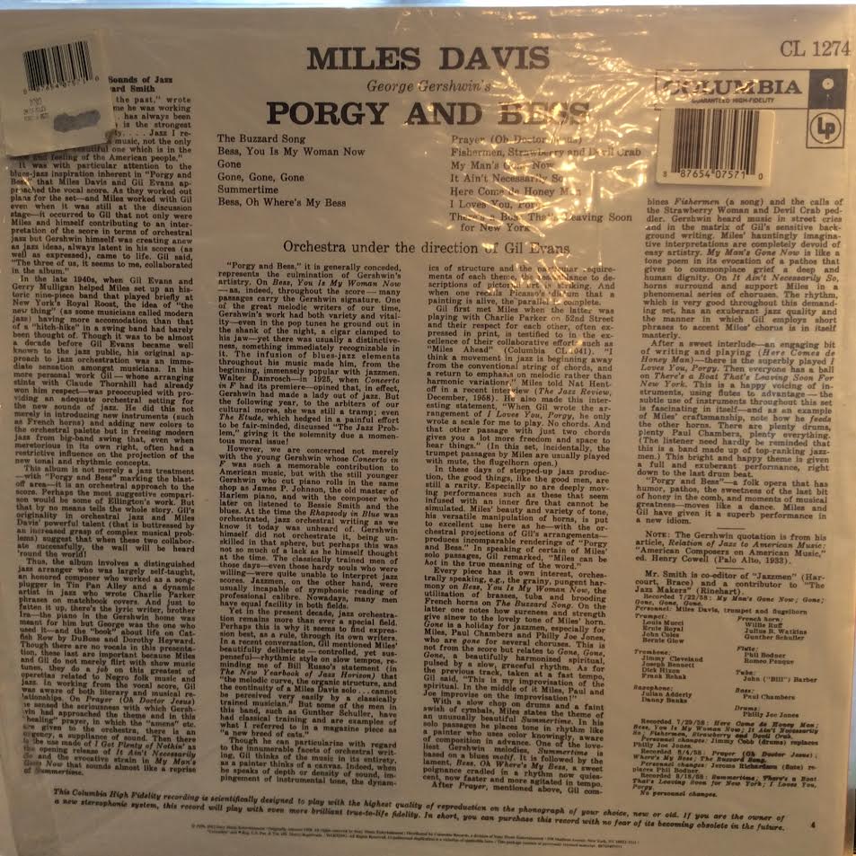 Miles Davis - Porgy And Bess (VINYL) | Near Mint (NM) Near Mint (NM)-Music History