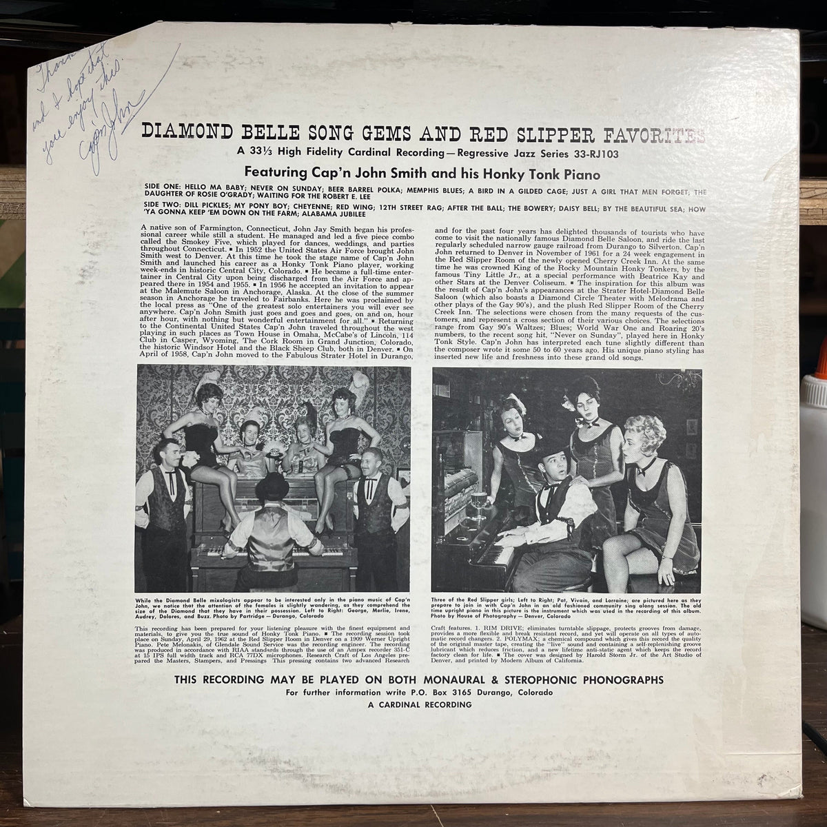 CAP'N JOHN SMITH - *SIGNED* Diamond Belle Songs Gems & Red Slipper Favorites (VINYL) | Near Mint (NM or M-)-Music History