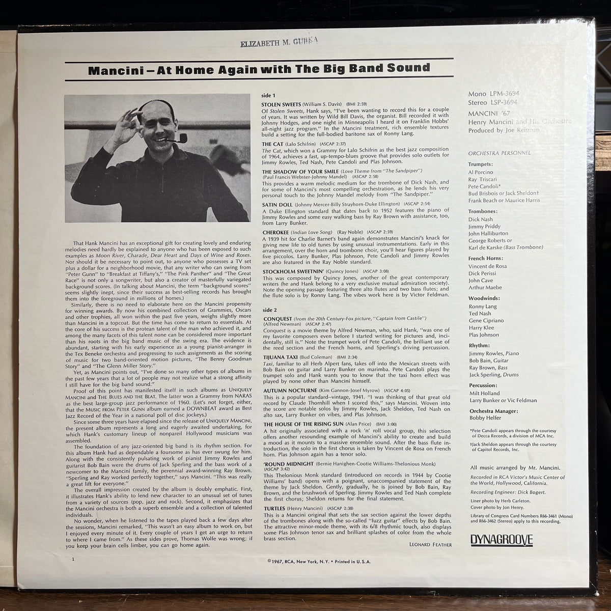 Henry Mancini And His Orchestra - Mancini '67 (The Big Band Sound Of Henry Mancini) (VINYL) | Near Mint (NM) Near Mint (NM)-Music History