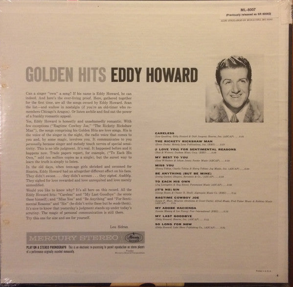Eddy Howard And His Orchestra - Golden Hits *SHRINK* | Near Mint (NM) Near Mint (NM)-Music History