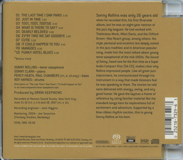 Sonny Rollins - The Sound Of Sonny (SACD) | Near Mint (NM) Near Mint (NM)-Music History