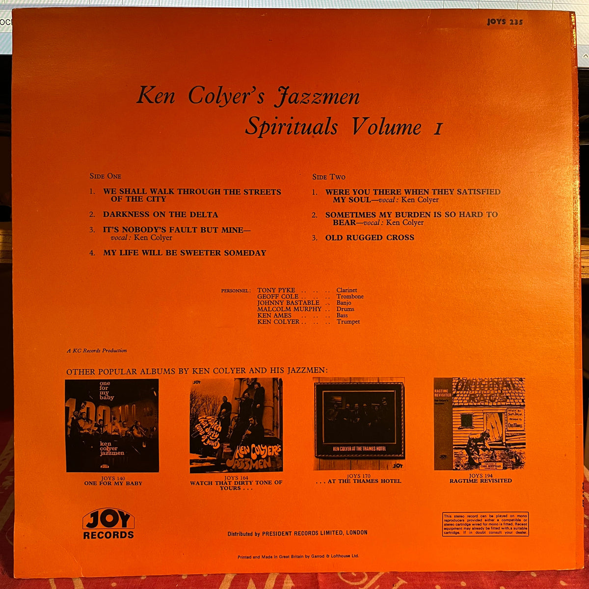 Ken Colyer's Jazzmen - Spirituals Volume 1 *UK* | Near Mint (NM) Near Mint (NM)-Music History