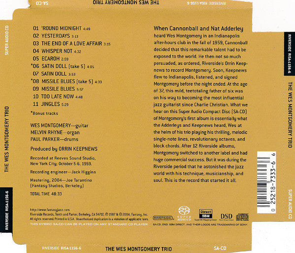 The Wes Montgomery Trio - The Wes Montgomery Trio (SACD) | Near Mint (NM) Near Mint (NM)-Music History