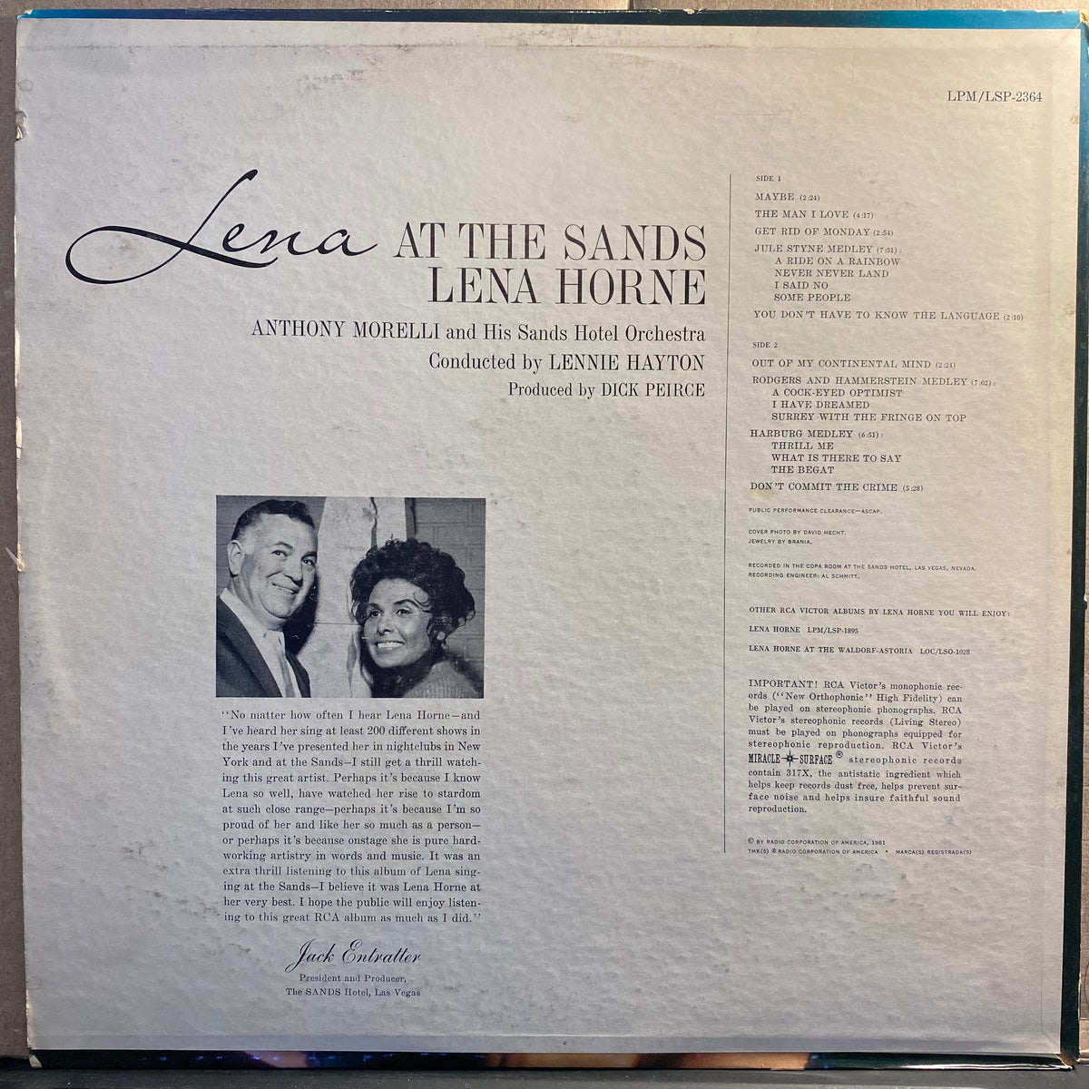 Lena Horne - Lena At The Sands *MONO / 1S* | Near Mint (NM) Near Mint (NM)-Music History