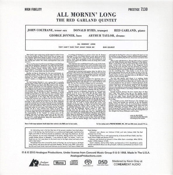 The Red Garland Quintet - All Mornin' Long (SACD) | Near Mint (NM) Near Mint (NM)-Music History