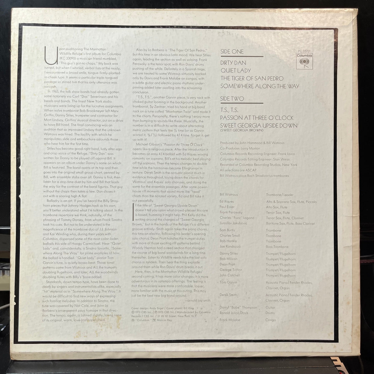Bill Watrous And The Manhattan Wildlife Refuge - The Tiger Of San Pedro (VINYL LP COLUMBIA PC 33701 1975) | USED Near Mint (NM or M-) Excellent+ (EX+)-Music History