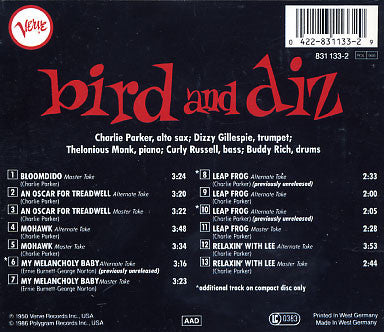 Charlie Parker - Bird And Diz (cd) | Near Mint (NM) Near Mint (NM)-Music History