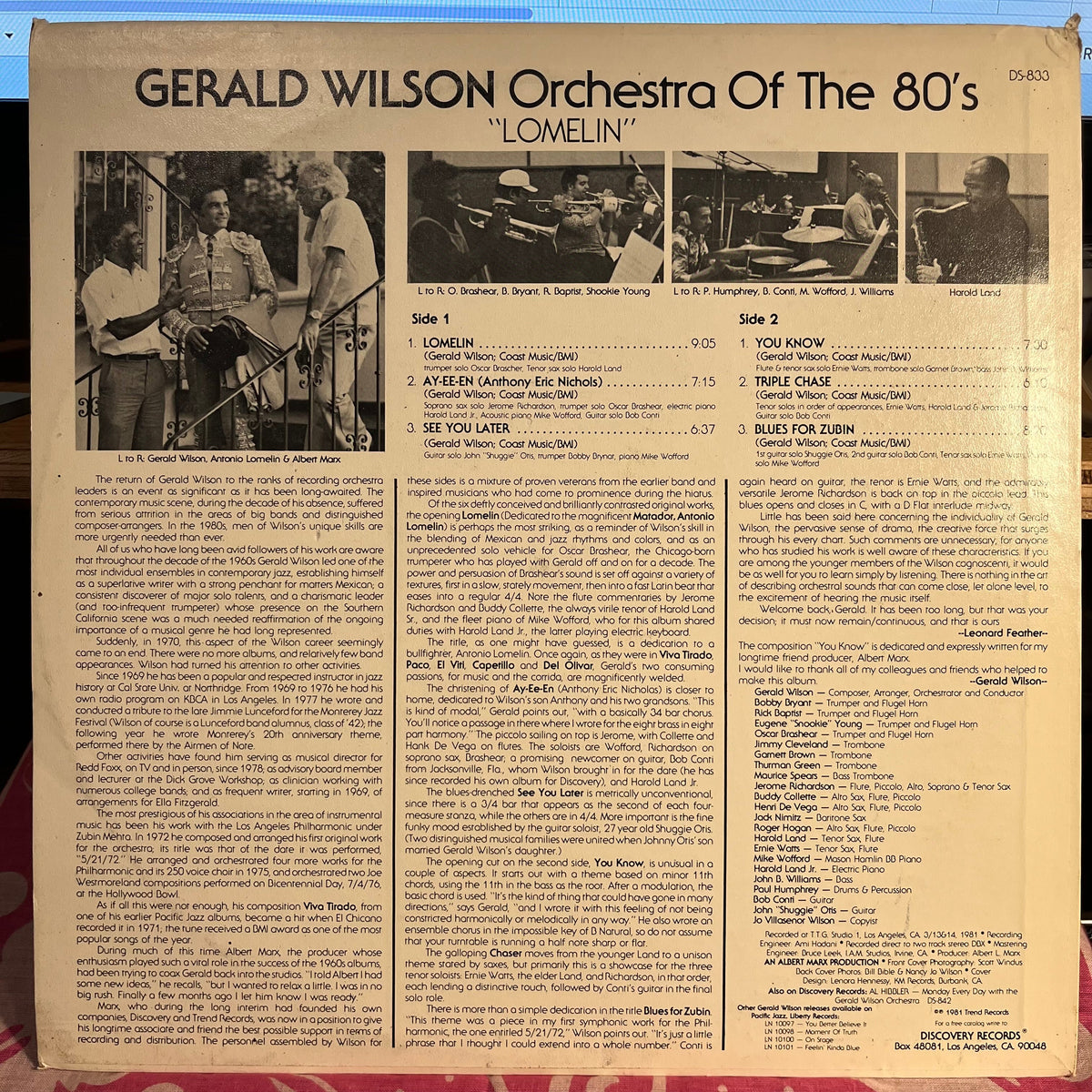 Gerald Wilson Orchestra Of The 80's - Lomelin *DBX* | Near Mint (NM) Excellent (EX)-Music History