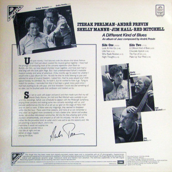 Itzhak Perlman - A Different Kind Of Blues (An Album Of Jazz Composed By André Previn) | Near Mint (NM) Near Mint (NM)-Music History