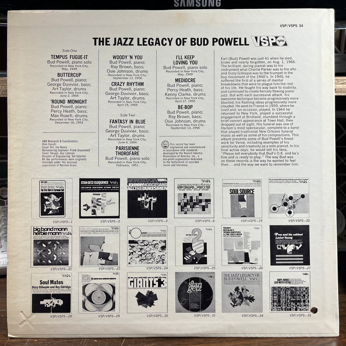 Bud Powell - The Jazz Legacy Of Bud Powell (VINYL) | Near Mint (NM) Near Mint (NM)-Music History