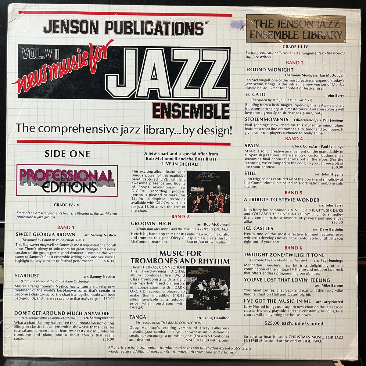 Various - New Music For Jazz Ensemble Vol. VII (VINYL LP JENSON PUBLICATIONS INC. JP-2900 1982) | USED Near Mint (NM or M-) Excellent+ (EX+)-Music History