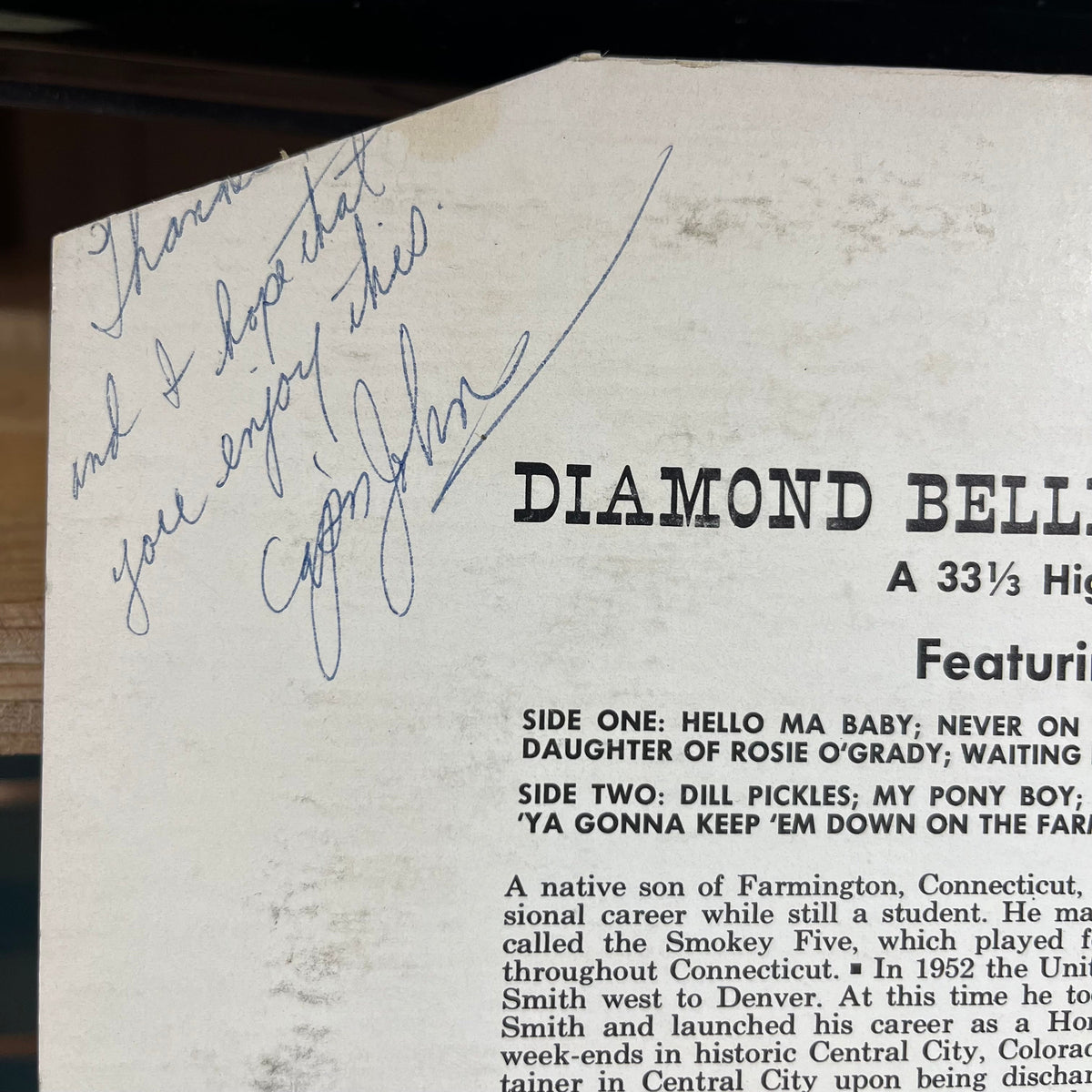 CAP'N JOHN SMITH - *SIGNED* Diamond Belle Songs Gems & Red Slipper Favorites (VINYL) | Near Mint (NM or M-)-Music History