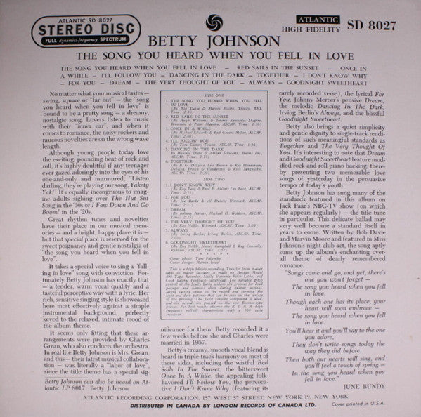 The Song You Heard When You Fell In Love . . . (VINYL) | Very Good Plus (VG+) Very Good Plus (VG+)-Music History