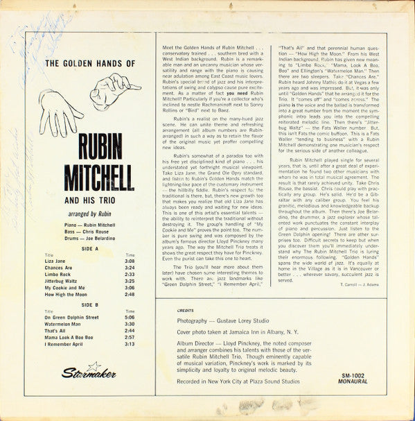 The Rubin Mitchell Trio - The Golden Hands Of Rubin Mitchell | Very Good Plus (VG+) Near Mint (NM)-Music History