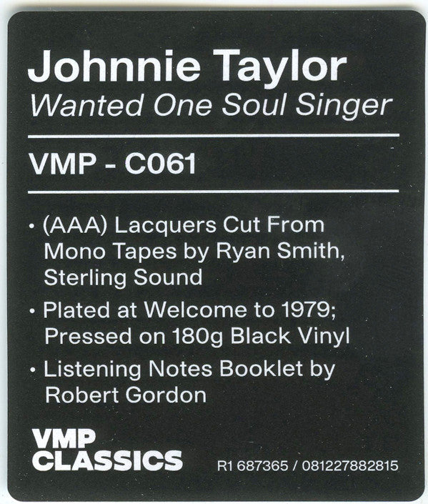 Johnnie Taylor Wanted One Soul Singer Stax, Stax LP, Album, Mono, Club, RE, RM Mint (M) Mint (M)-Music History