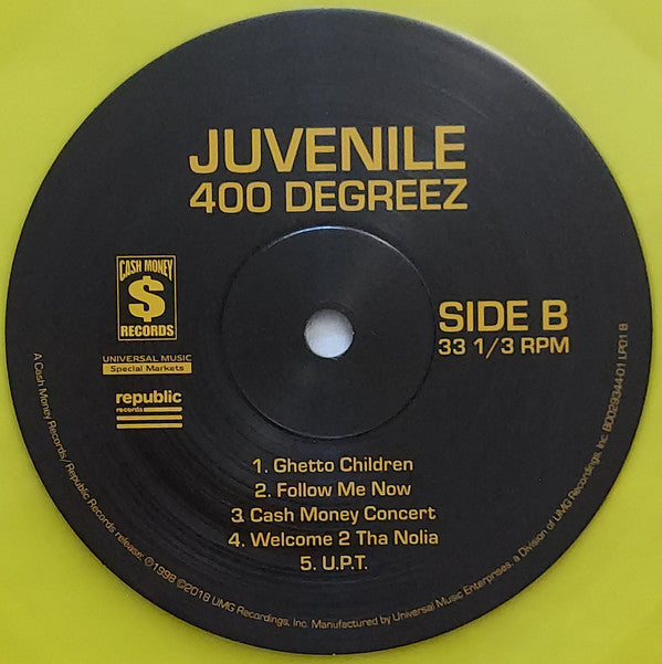 Juvenile (2) 400 Degreez Cash Money Records, Universal Music Special Markets, Republic Records 2xLP, Album, Club, Ltd, RE, RP, Yel Mint (M) Mint (M)-Music History