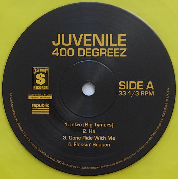 Juvenile (2) 400 Degreez Cash Money Records, Universal Music Special Markets, Republic Records 2xLP, Album, Club, Ltd, RE, RP, Yel Mint (M) Mint (M)-Music History