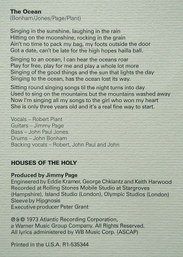 Led Zeppelin - Houses Of The Holy | Mint (M) Mint (M)-Music History