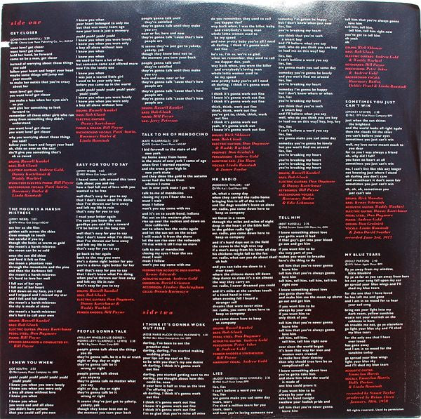 Linda Ronstadt - Get Closer | Near Mint (NM) Very Good Plus (VG+)-Music History