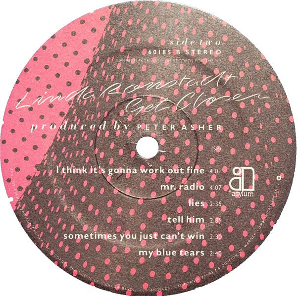Linda Ronstadt - Get Closer | Near Mint (NM) Very Good Plus (VG+)-Music History
