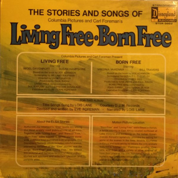 Lois Lane (3) - The Story And Songs Of Living Free Born Free | Near Mint (NM) Very Good (VG)-Music History