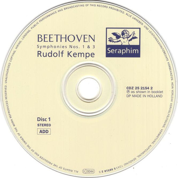 Ludwig van Beethoven, Rudolf Kempe - Symphonies Nos. 1 ⬥ 3 "Eroica" ⬥ 5 (CD) | Near Mint (NM) Near Mint (NM)-Music History