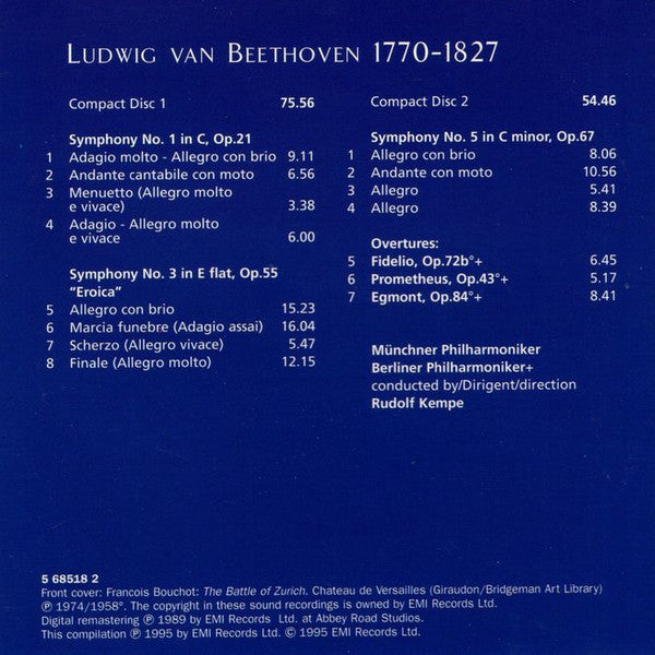 Ludwig van Beethoven, Rudolf Kempe - Symphonies Nos. 1 ⬥ 3 "Eroica" ⬥ 5 (CD) | Near Mint (NM) Near Mint (NM)-Music History
