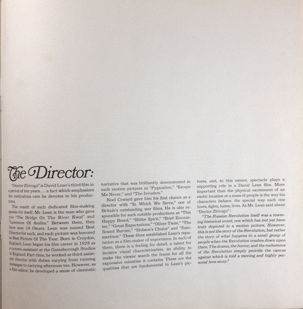 Doctor Zhivago (Original Sound Track Album) | Near Mint (NM) Near Mint (NM)-Music History