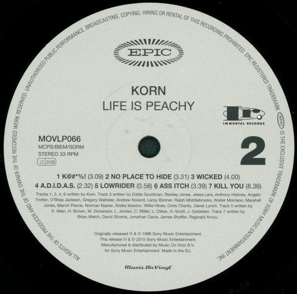 Korn - Life Is Peachy (180G VINYL LP) | Near Mint (NM or M-) Near Mint (NM)-Music History