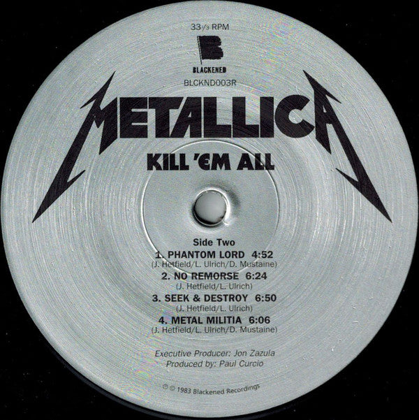 Metallica Kill 'Em All Blackened LP, Album, RE, RM Mint (M) Mint (M)-Music History