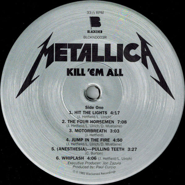 Metallica Kill 'Em All Blackened LP, Album, RE, RM Mint (M) Mint (M)-Music History