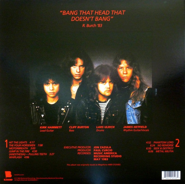 Metallica Kill 'Em All Blackened LP, Album, RE, RM Mint (M) Mint (M)-Music History